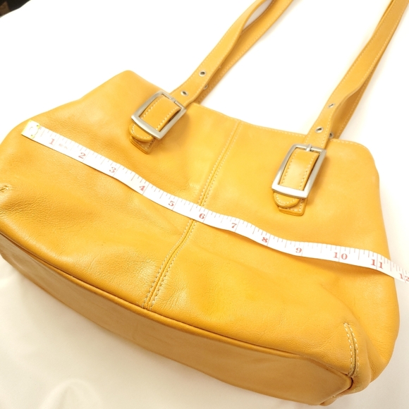 Tignanello Goldenrod Leather Double Strap Handbag - Picture 11 of 15